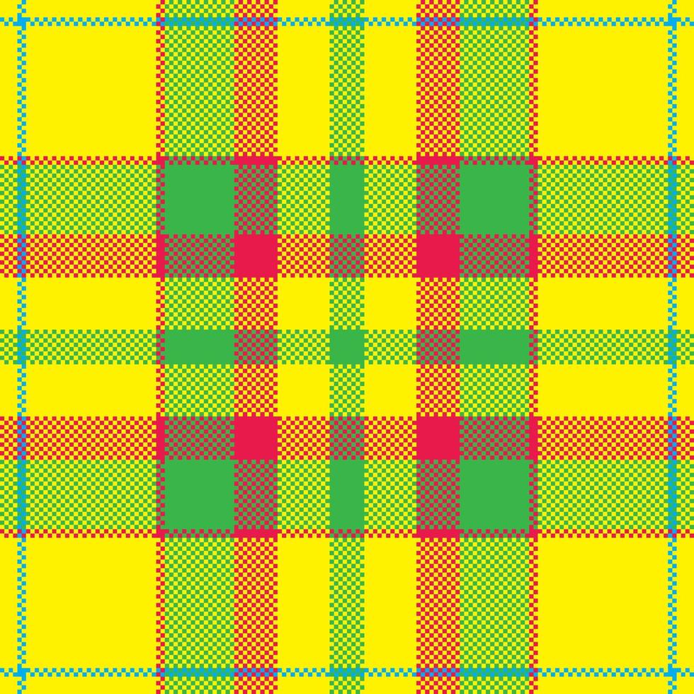 Pixel background vector design. Modern seamless pattern plaid. Square texture fabric. Tartan scottish textile. Beauty color madras ornament.