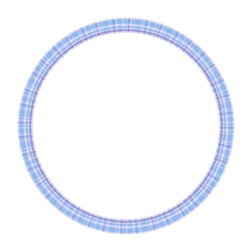 Round frame vector vintage pattern design template. Circle border designs plaid fabric texture. Scottish tartan background for collage art, gif card, handmade crafts.