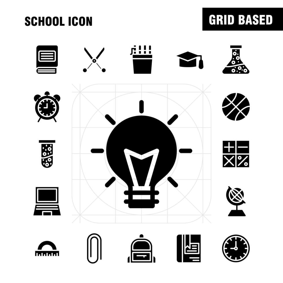 School Icon Solid Glyph Icon Pack For Designers And Developers Icons Of Education Globe School Backpack Bag Learn Learning School Vector