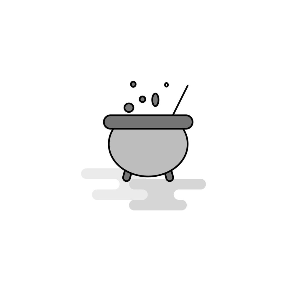 Cooking pot Web Icon Flat Line Filled Gray Icon Vector