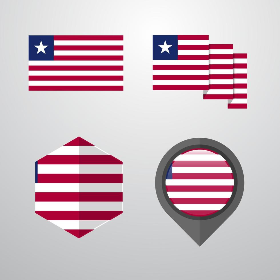 Liberia flag design set vector