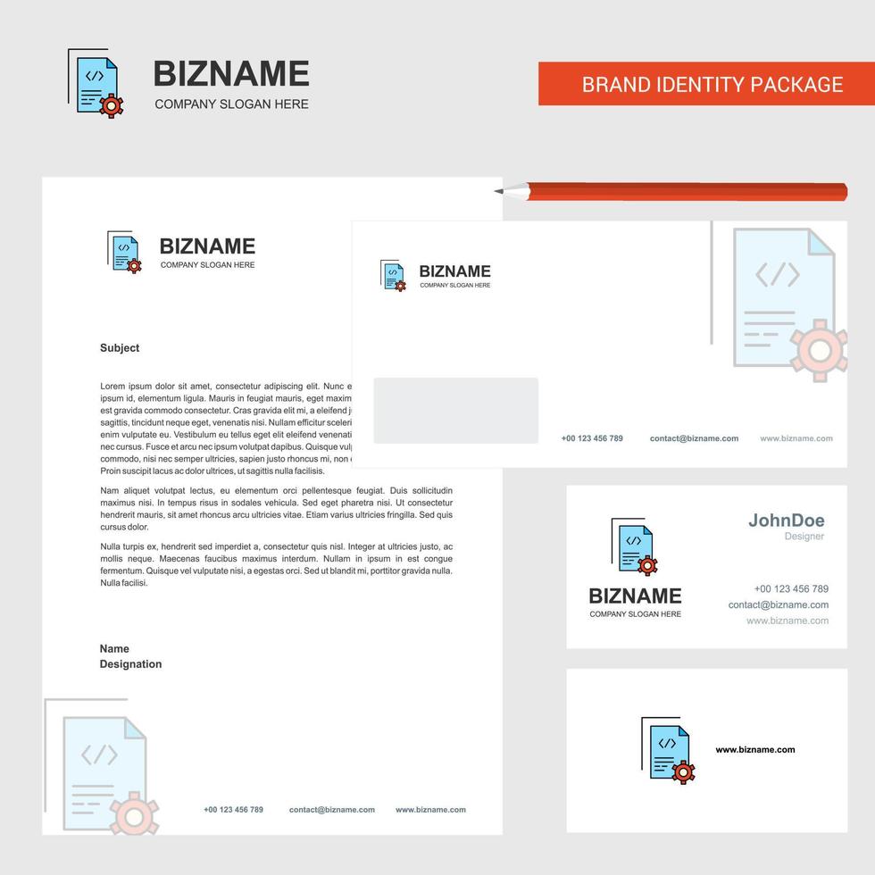 Coding Business Letterhead Envelope and visiting Card Design vector template