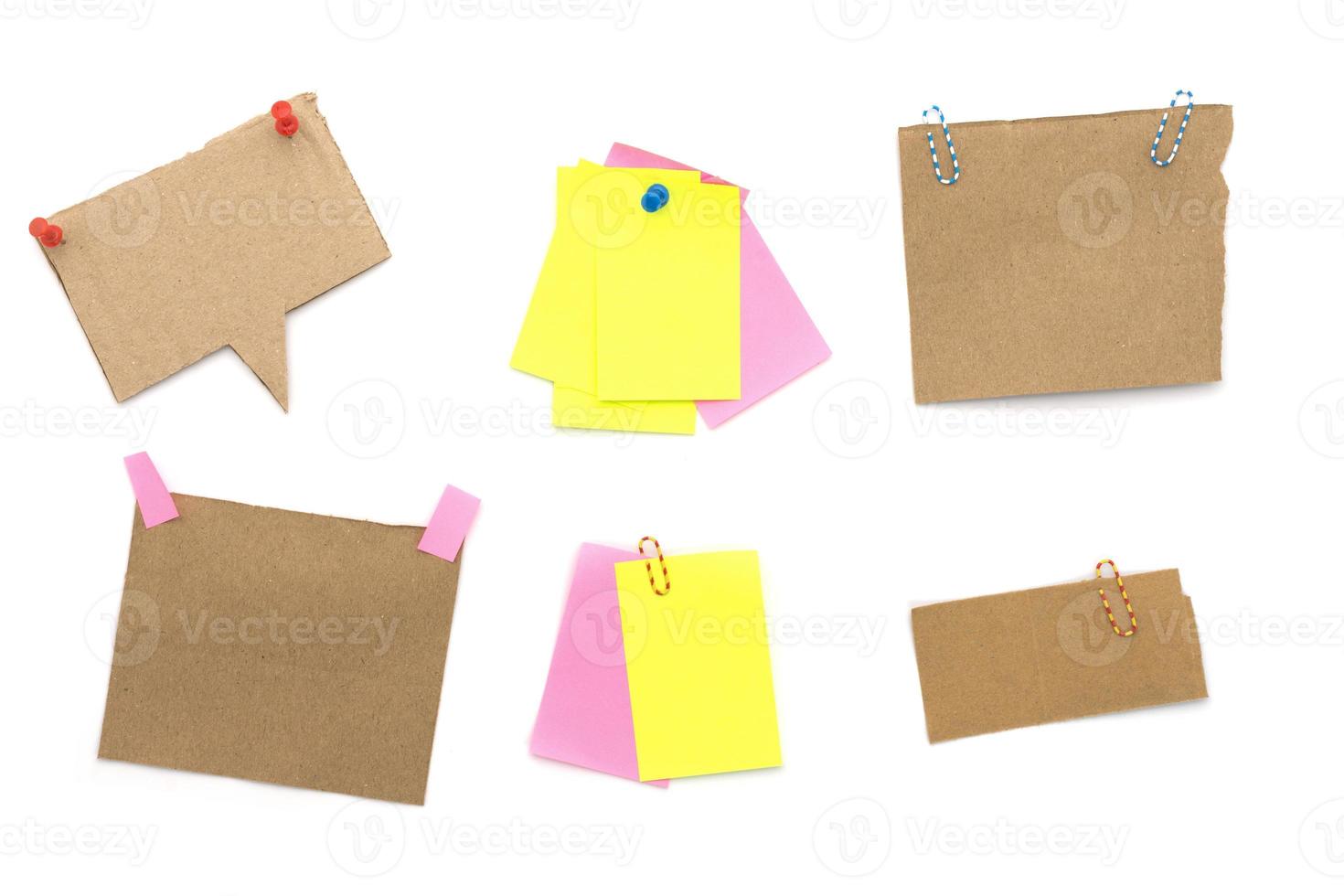 Collection of memo pads or speech bubbles, isolated on white background photo