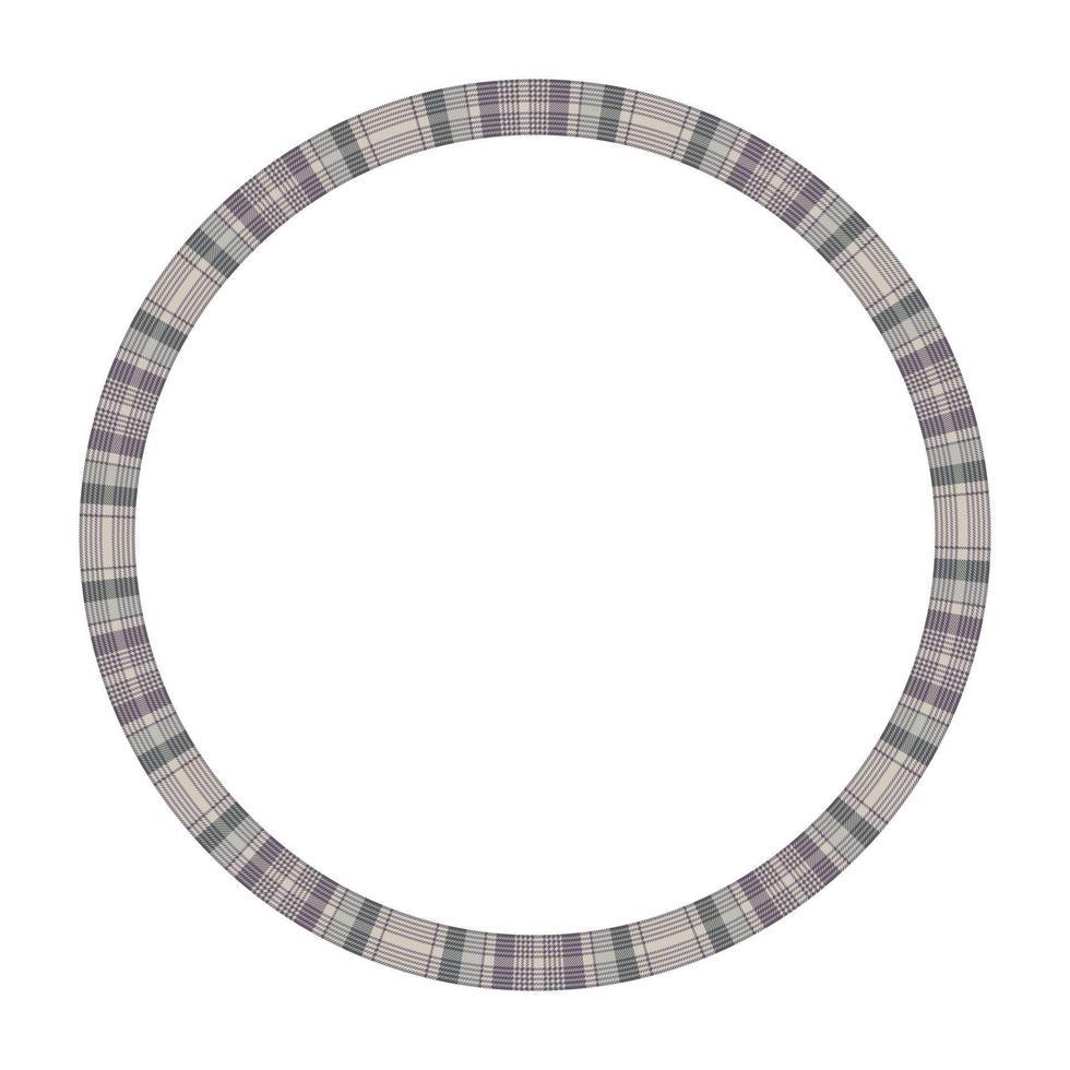 Round frame vector vintage pattern design template. Circle border designs plaid fabric texture. Scottish tartan background for collage art, gif card, handmade crafts.