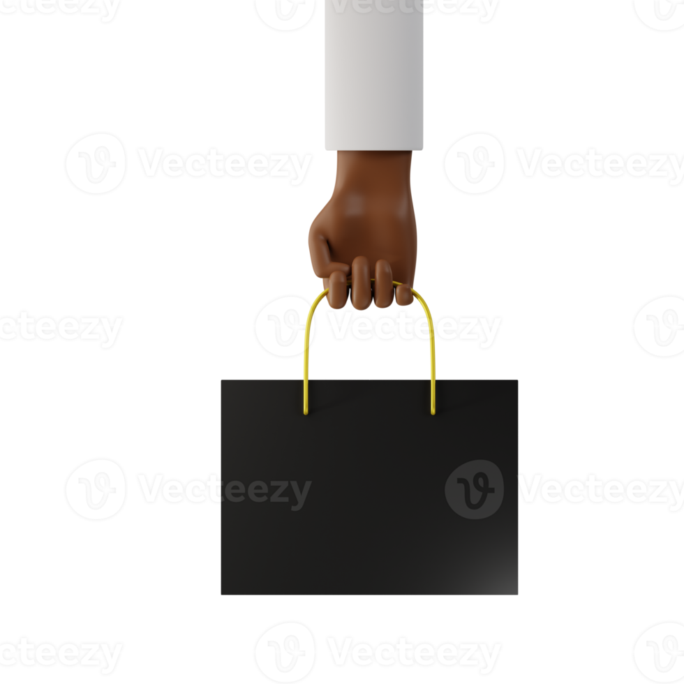 Hand Holding Black Friday Bag 3D African Hand Back View png