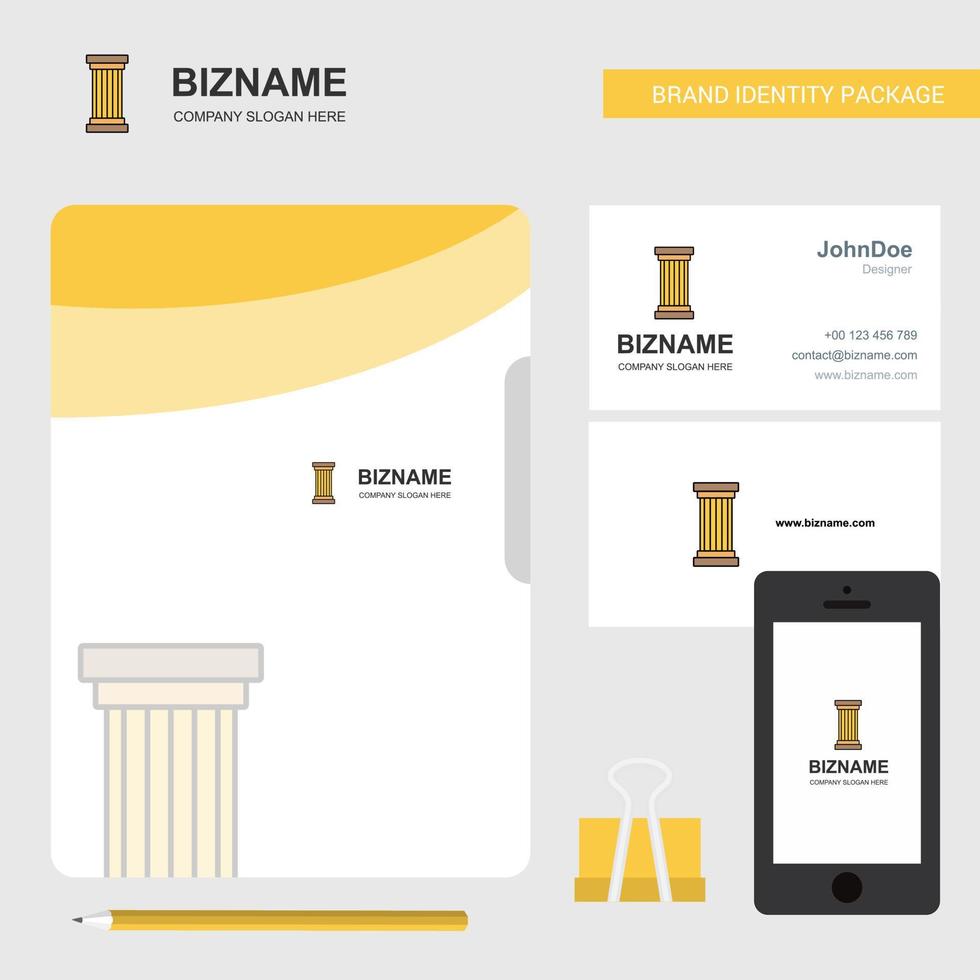 Piller Business Logo File Cover Visiting Card and Mobile App Design Vector Illustration