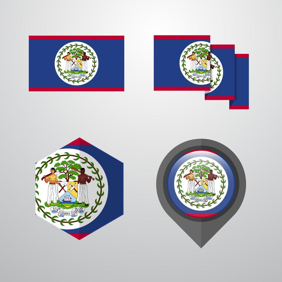 Belize flag design set vector