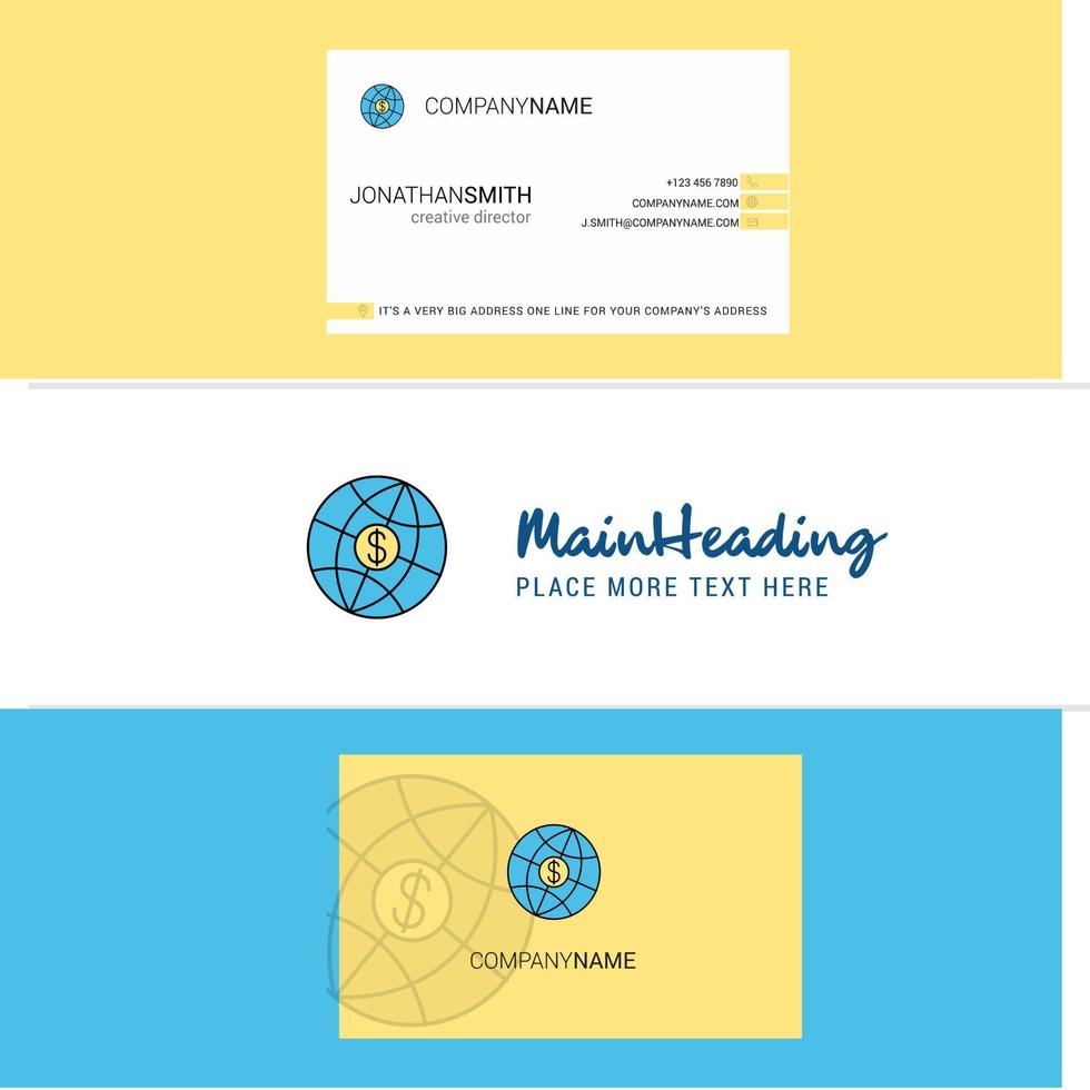 Beautiful Globe Logo and business card vertical Design Vector