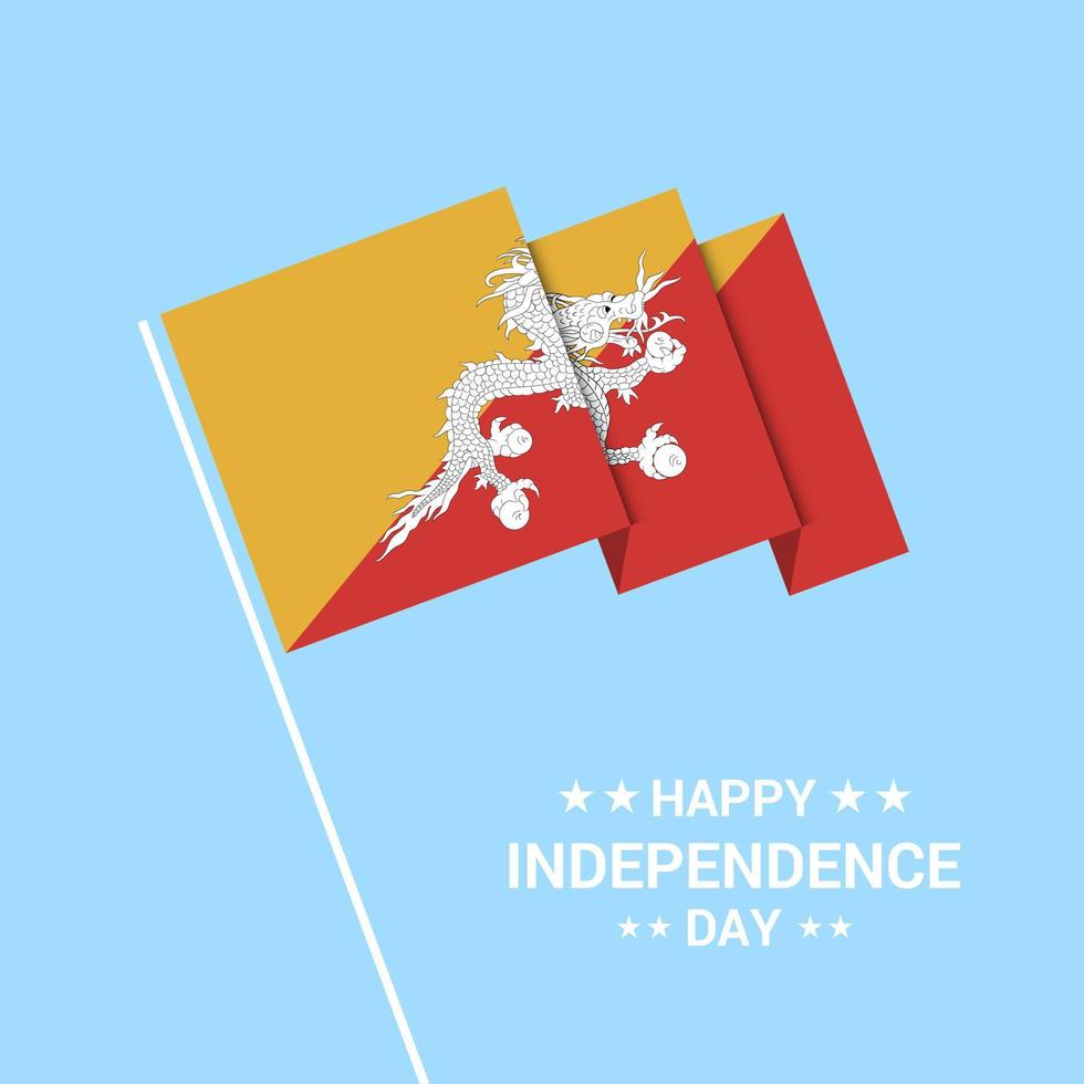 Bhutan Independence day typographic design with flag vector