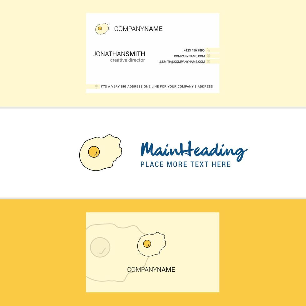 Beautiful Fry egg Logo and business card vertical Design Vector