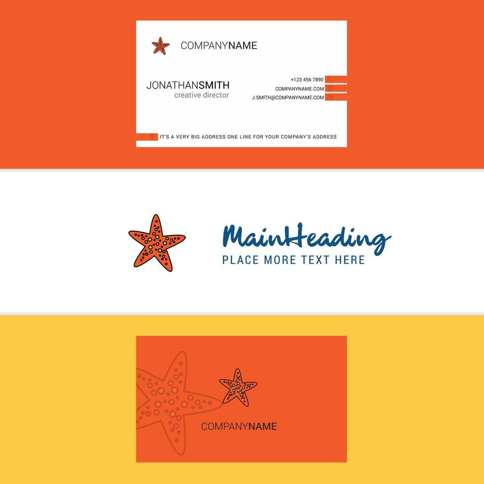 Beautiful Star fish Logo and business card vertical Design Vector