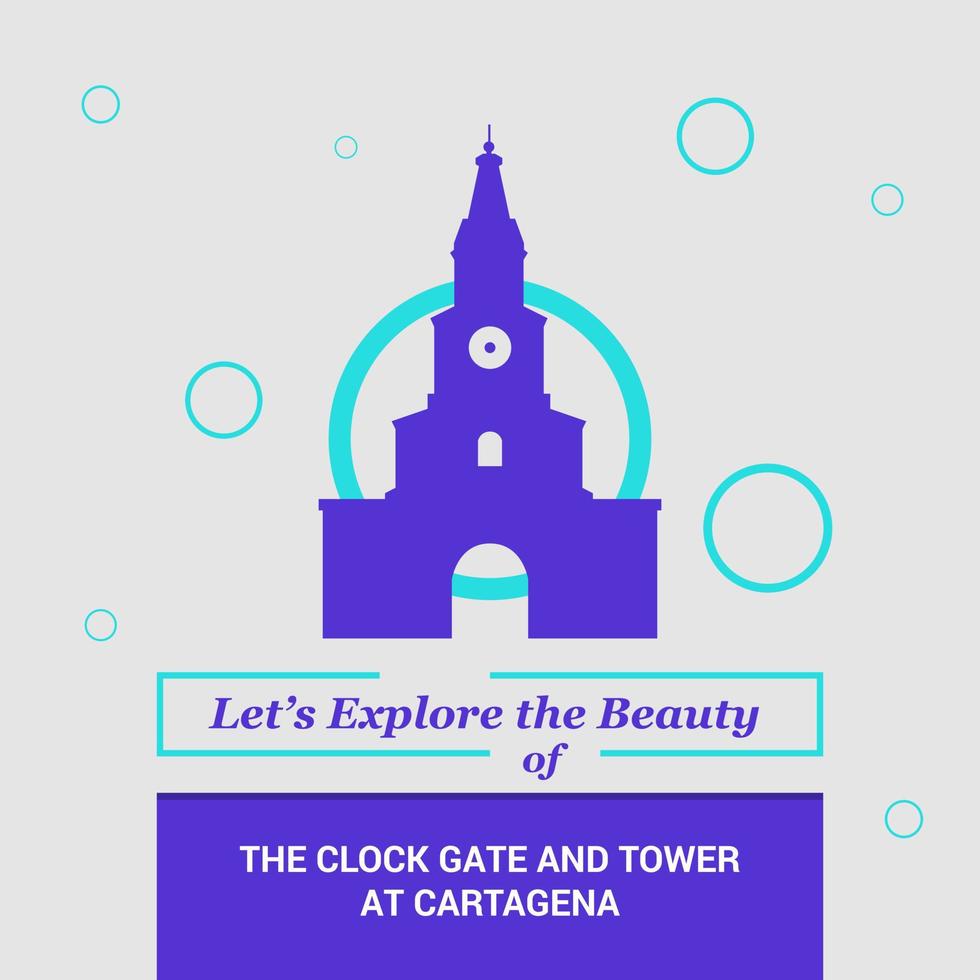 Lets Explore the beauty of The Clock gate and Tower at Cartagena Bolvar Colombia National Landmarks vector