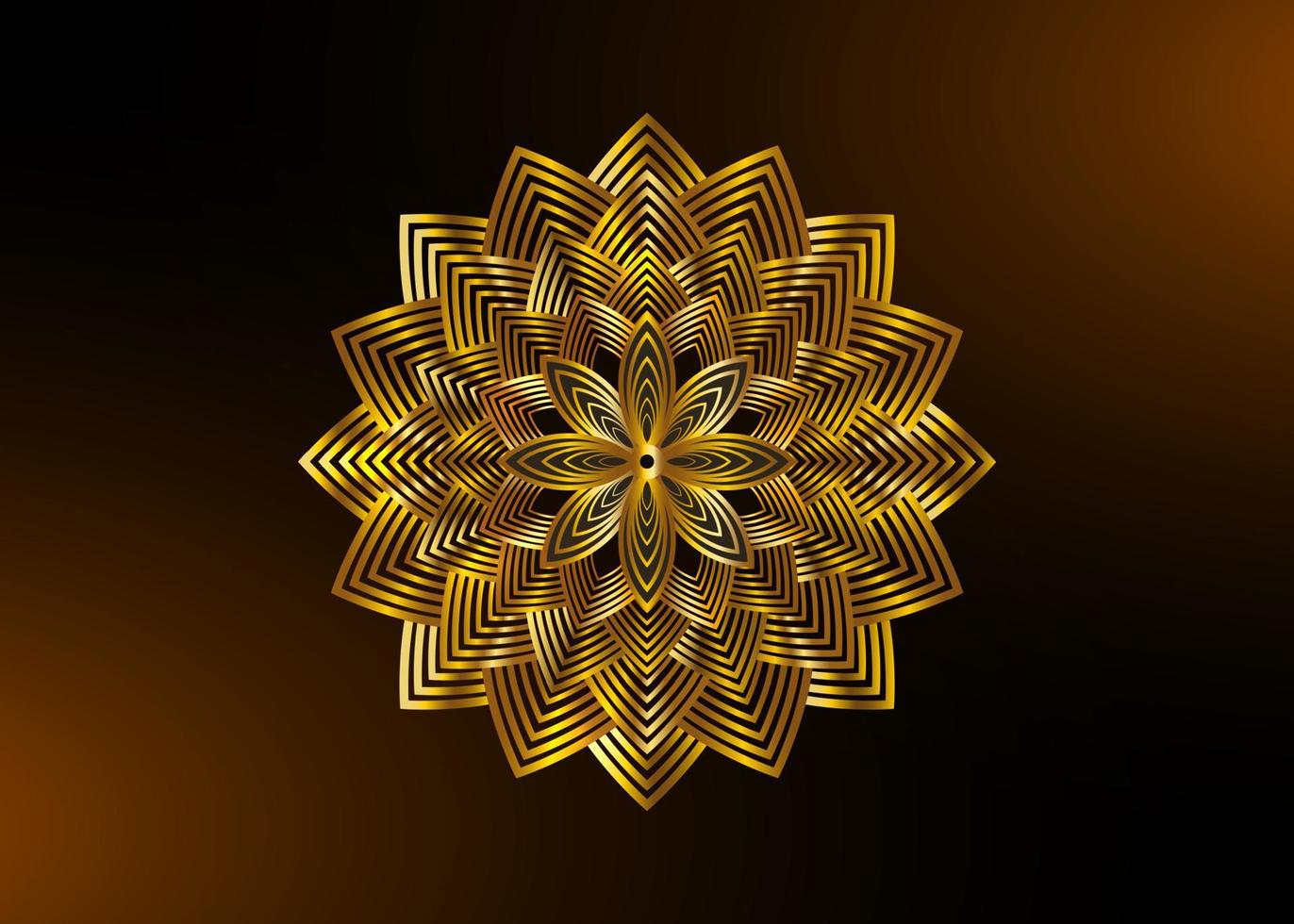 mandala de flor de loto de oro, semilla de vida símbolo geometría sagrada. icono del logotipo mandala mística geométrica de la flor esotérica de la alquimia. concepto de adorno de estrella de navidad dorada vectorial aislado en negro vector