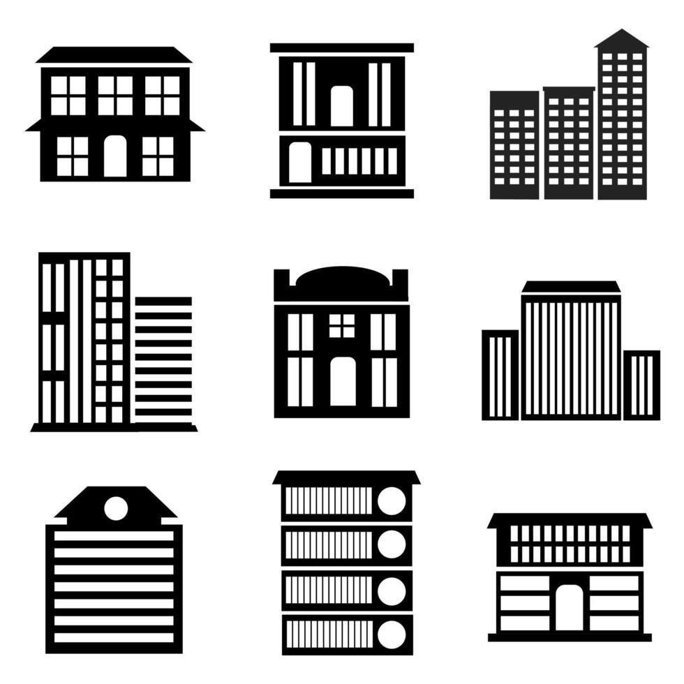 set of building icons illustration isolated on white background vector