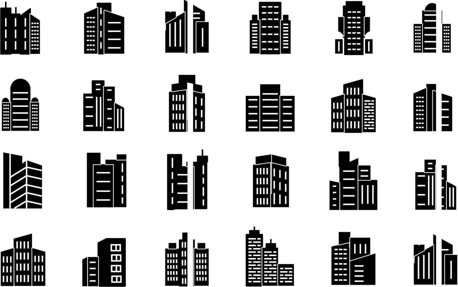 24 icons building illustration on white background vector