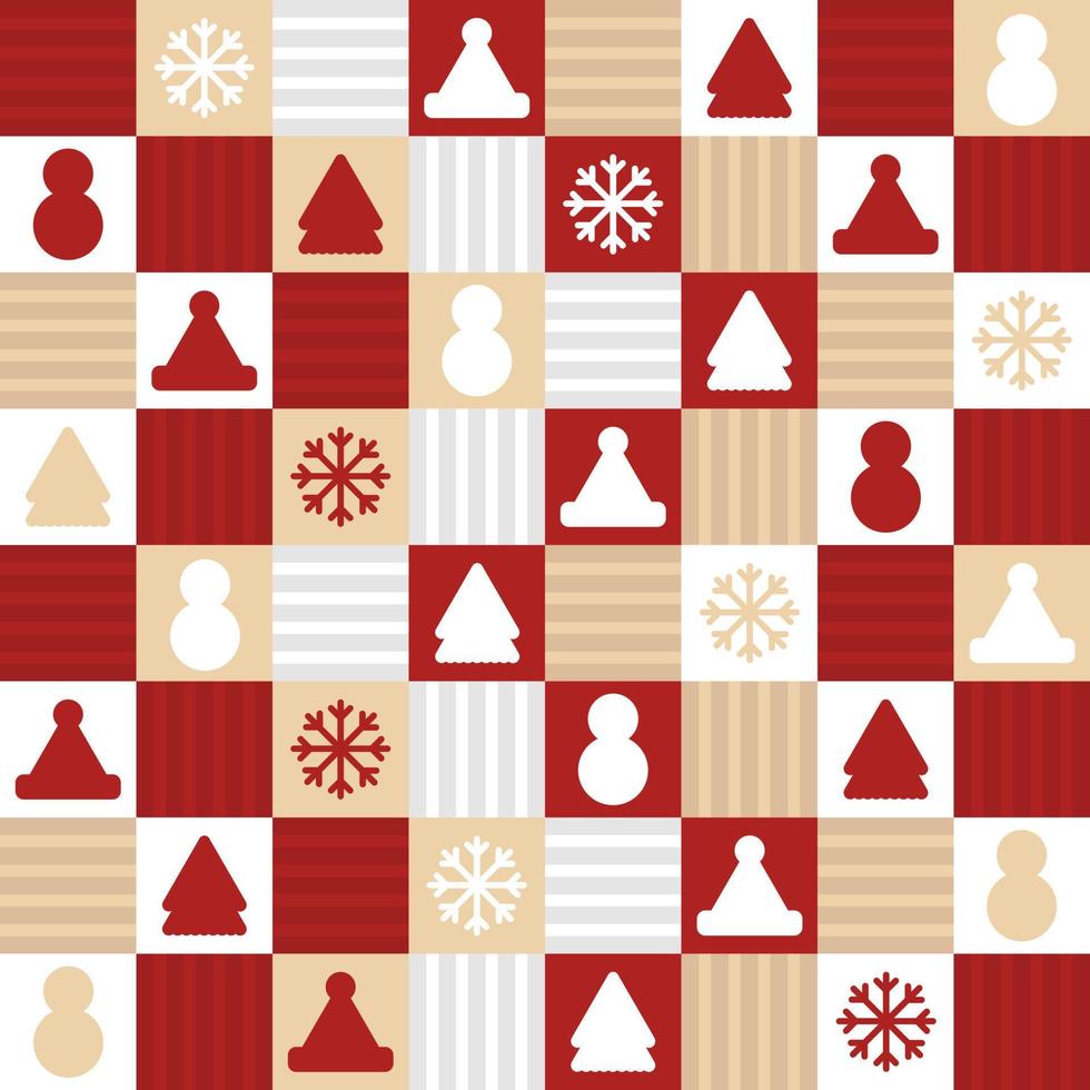 Christmas Square Red, Brown, and White. Line and Shape. Flat Style vector