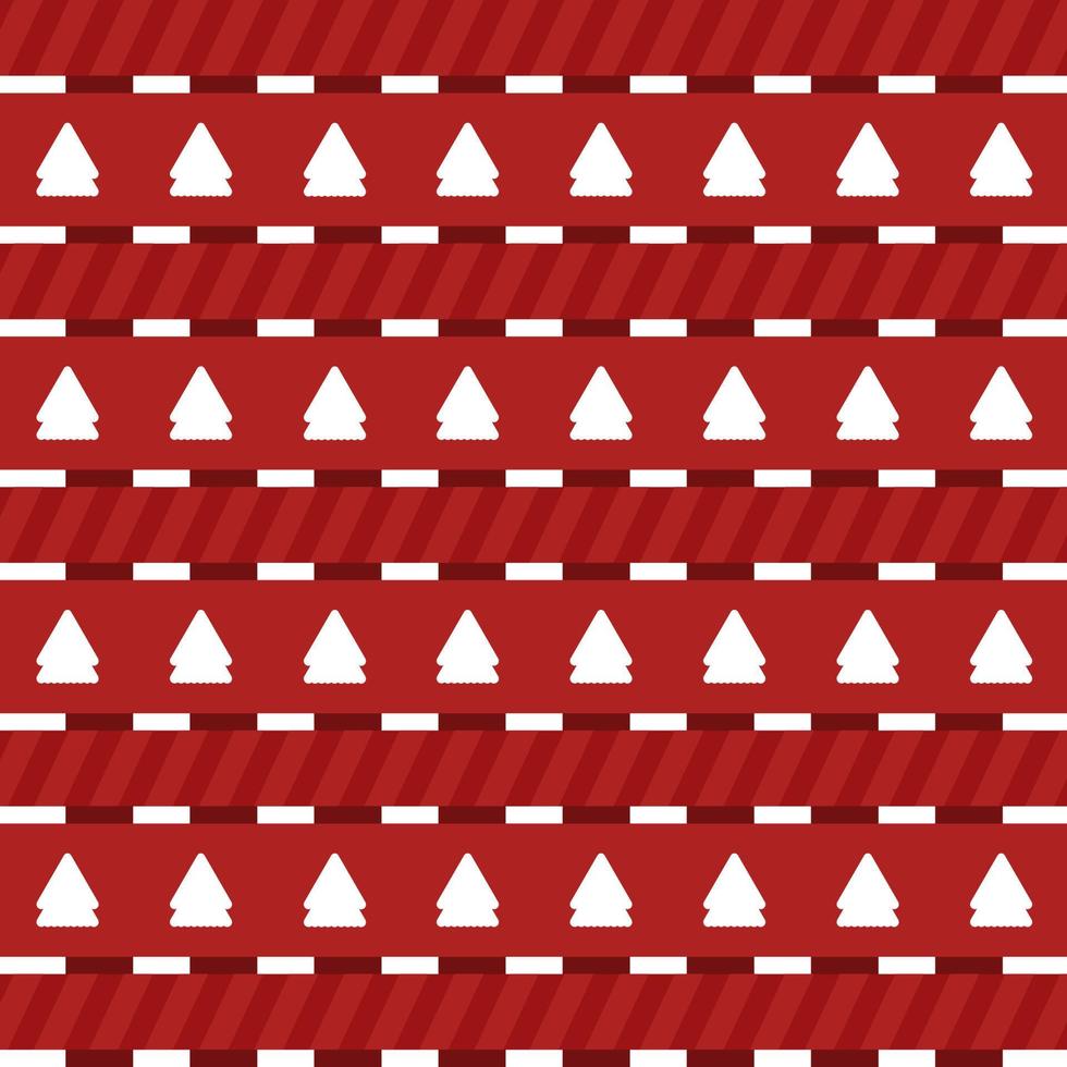 Christmas Tree and Line Vector Pattern Design. Red and White Color.