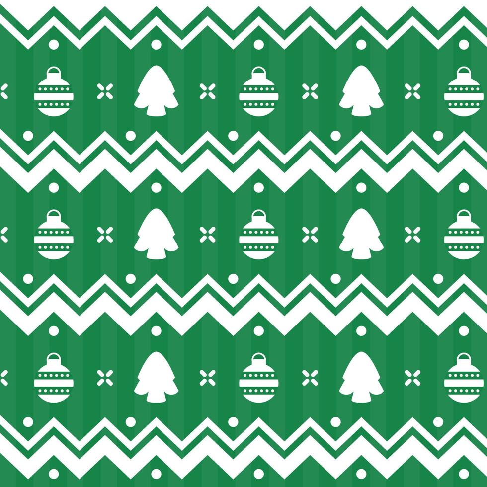 diseño de patrón de zig zag verde y blanco de navidad. línea y color sólido. vector