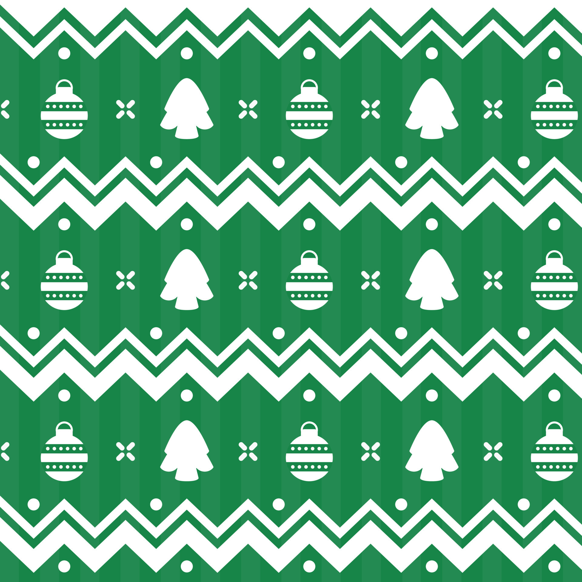 Christmas Green and White Zig Zag Pattern Design. Line and Solid Color