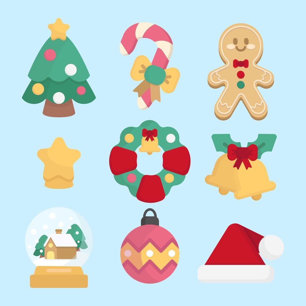 Cute Christmas Decoration Illustration Set vector