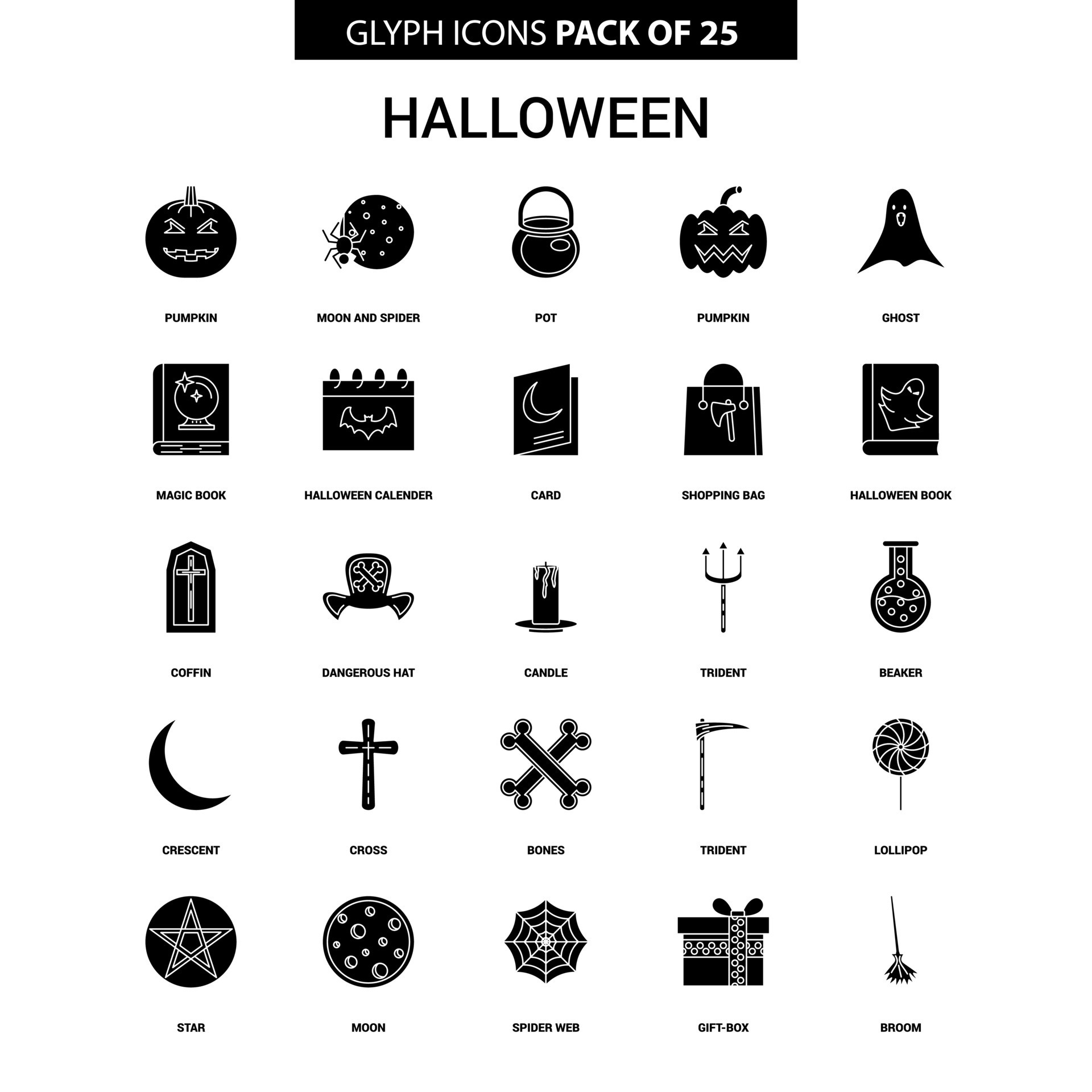 Halloween Glyph Vector Icon set 14216278 Vector Art at Vecteezy