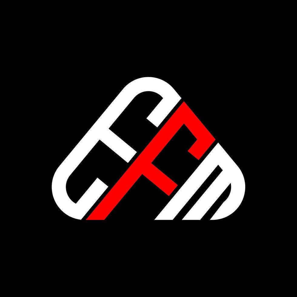 Diseño creativo del logotipo de la letra efm con gráfico vectorial, logotipo simple y moderno de efm en forma de triángulo redondo. vector