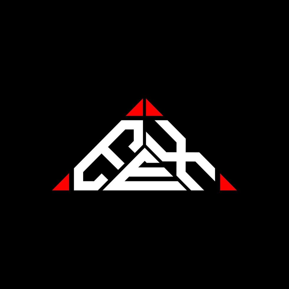 EEX letter logo creative design with vector graphic, EEX simple and modern logo in round triangle shape.