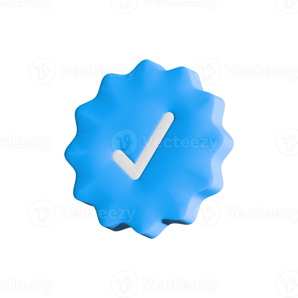 Blue verified badge with checkmark sign isolated. png