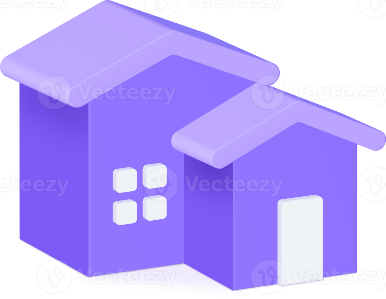 Purper huis symbool. echt landgoed, hypotheek, lening concept. 3d illustratie icoon. png