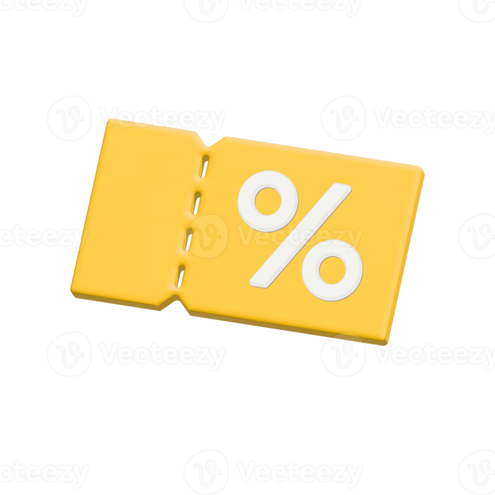 Yellow online shopping tag percent 3d render. png