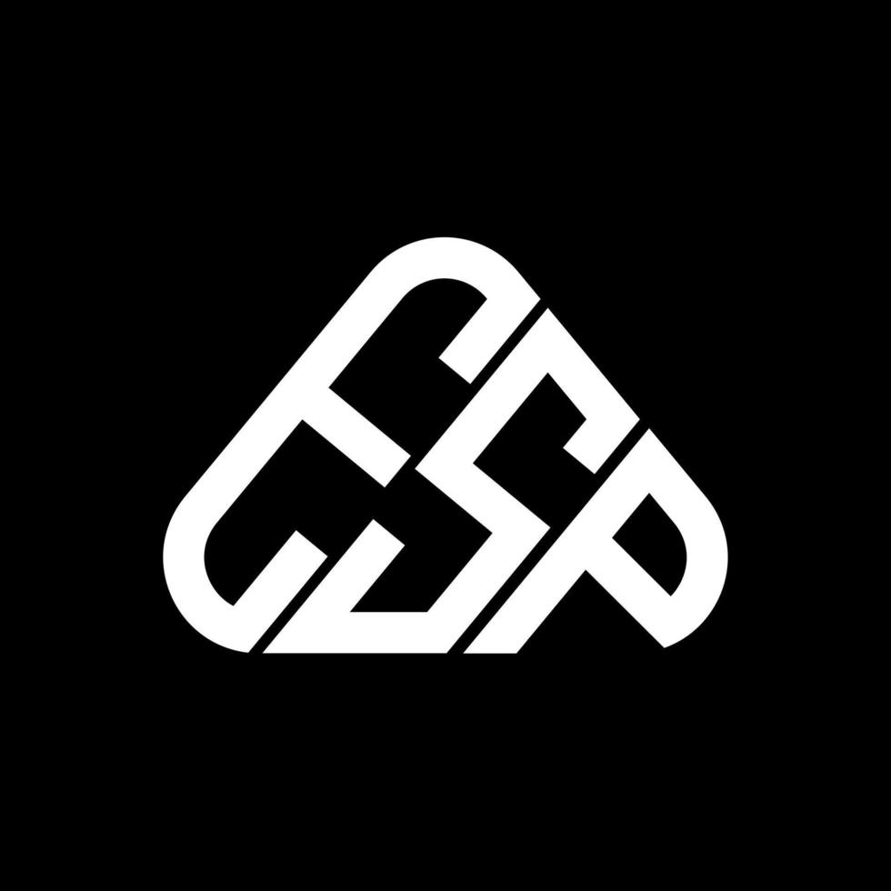 diseño creativo del logotipo de la letra esp con gráfico vectorial, logotipo especialmente simple y moderno en forma de triángulo redondo. vector