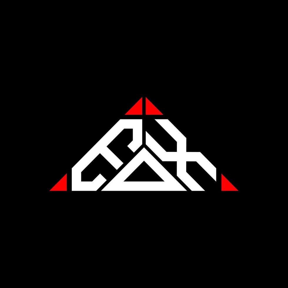 EOX letter logo creative design with vector graphic, EOX simple and modern logo in round triangle shape.