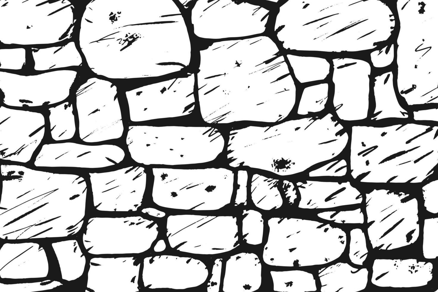 Hand Drawn Grunge Stone Wall texture and background. Stone wall from bricks or rock. vector
