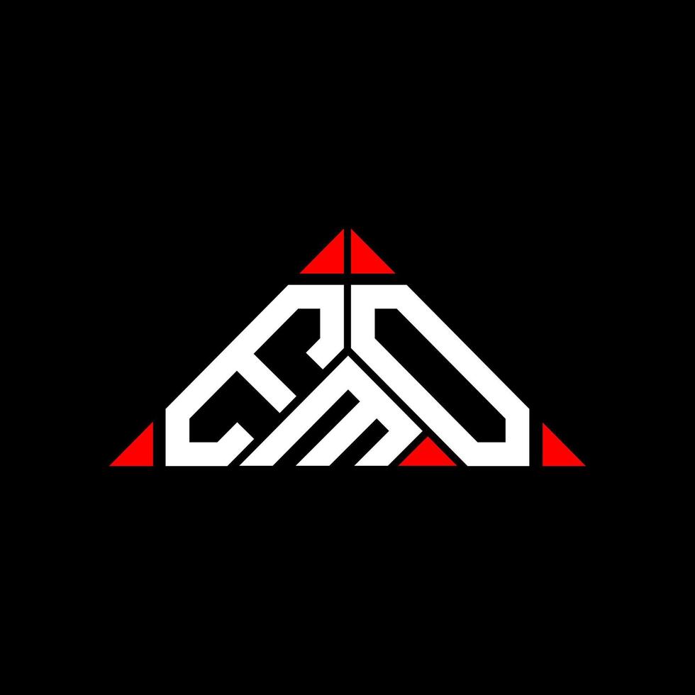 EMO letter logo creative design with vector graphic, EMO simple and modern logo in round triangle shape.
