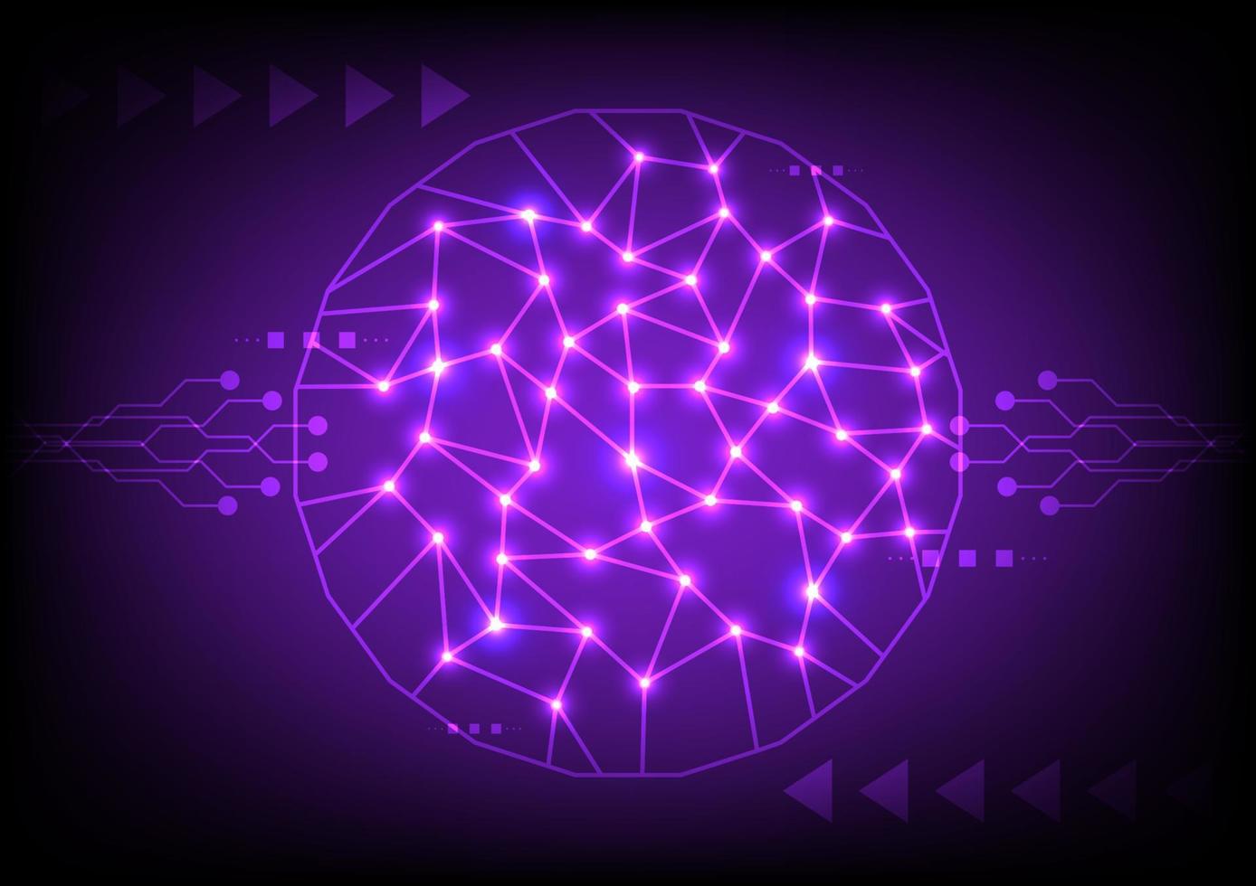 Abstract technology geometric polygon background. Network connection structure and science purple background. Big data digital communication vector background