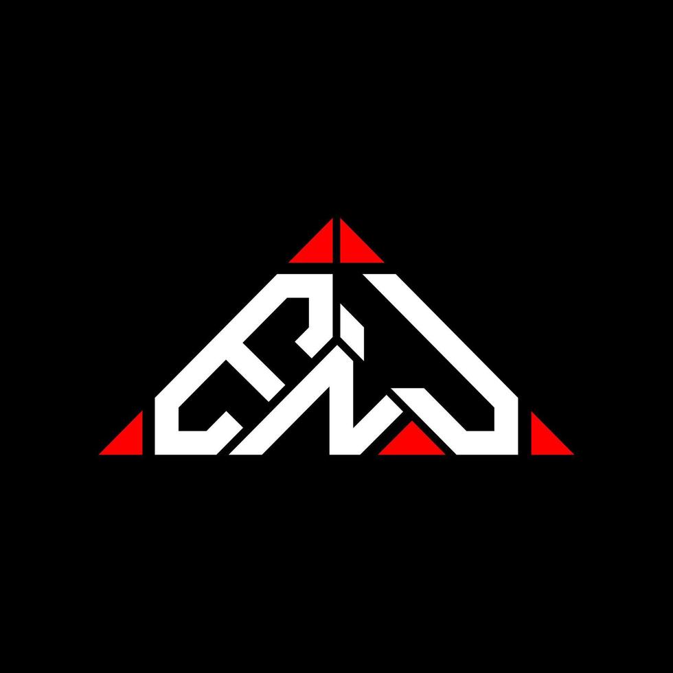 ENJ letter logo creative design with vector graphic, ENJ simple and modern logo in round triangle shape.