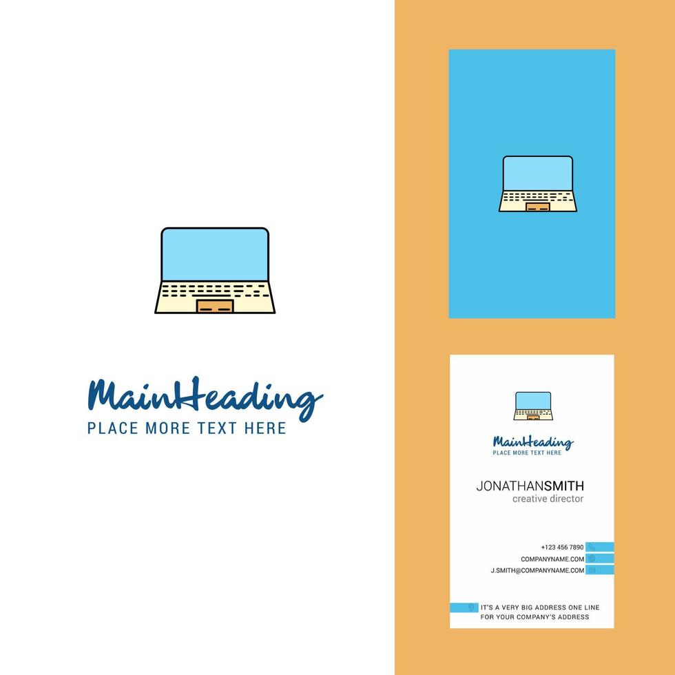 Laptop Creative Logo and business card vertical Design Vector