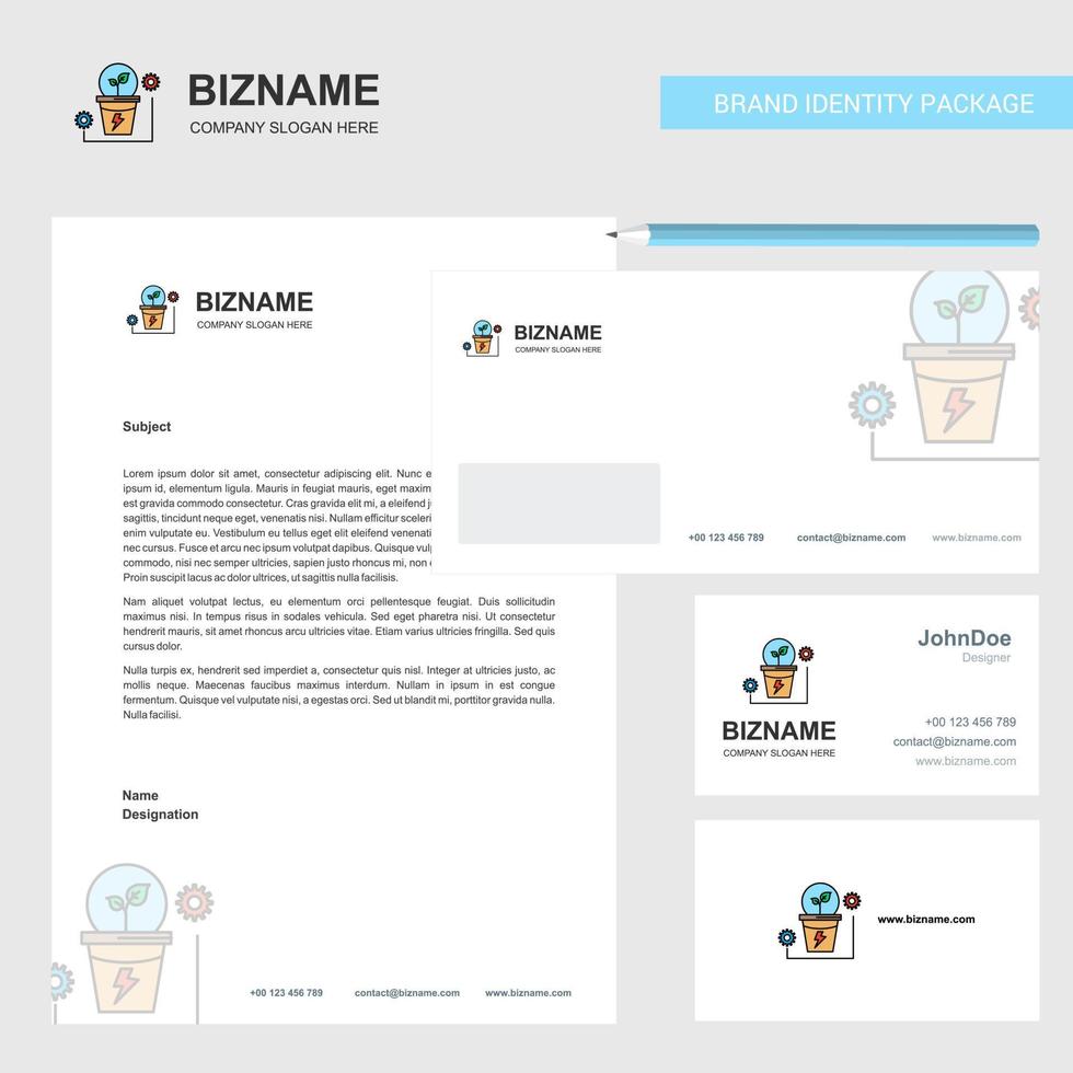 Power plant Business Letterhead Envelope and visiting Card Design vector template
