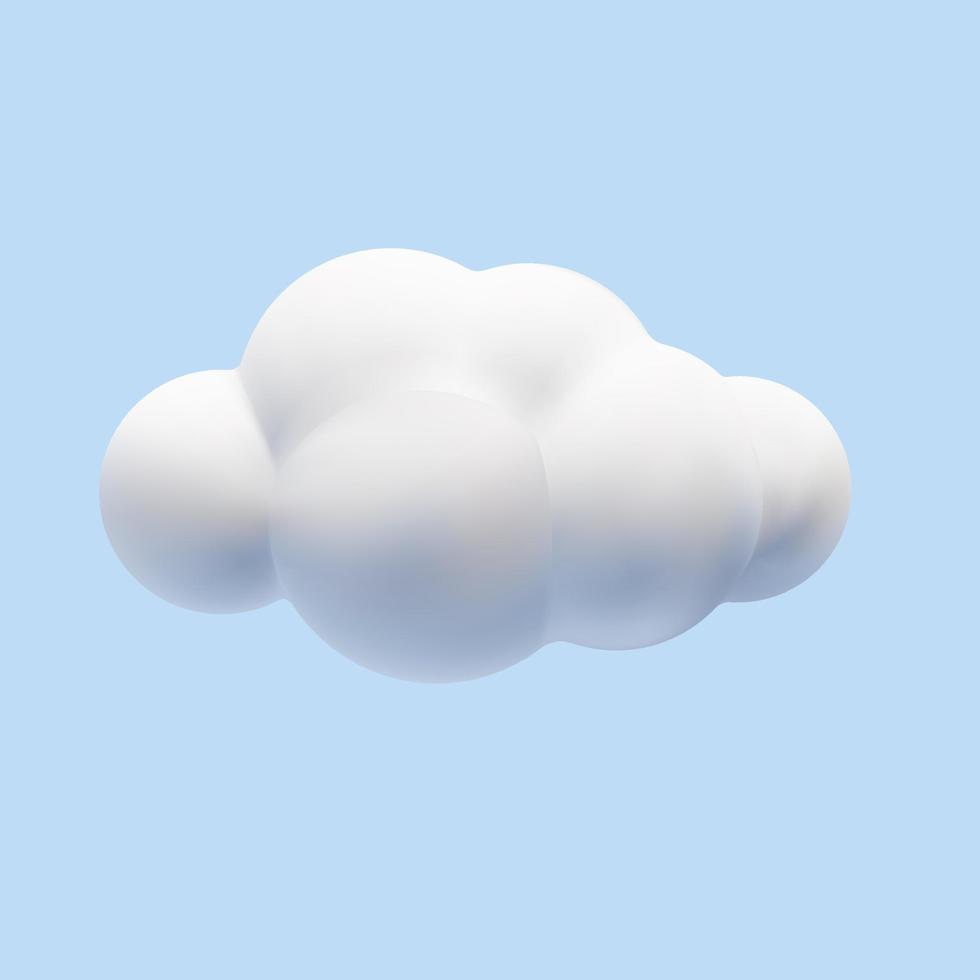 3d vector realistic render white fluffy cloud illustration design