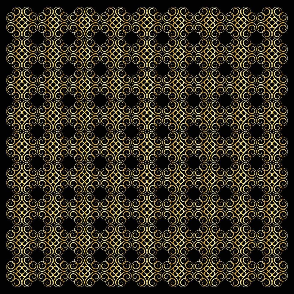 Stylish line, floral and circle pattern golden background vector