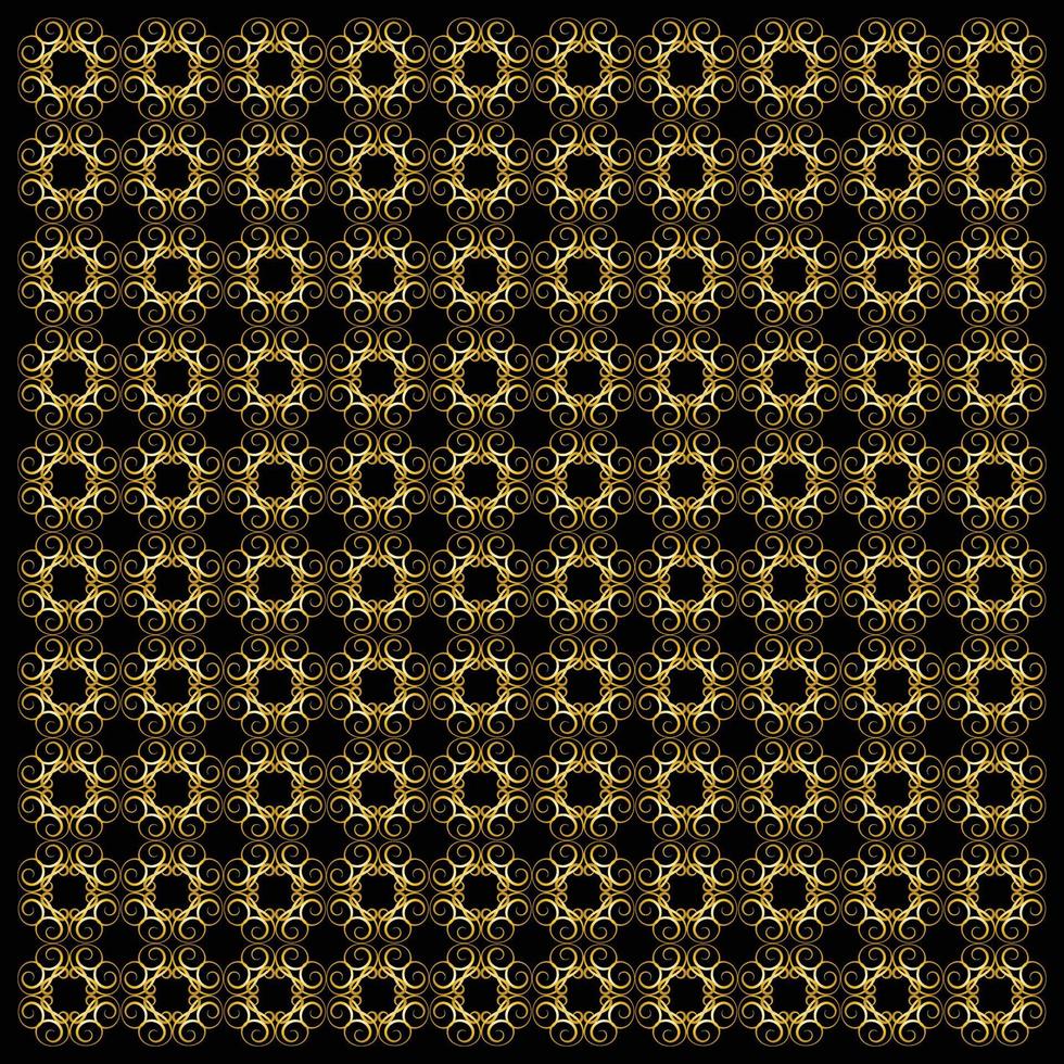 línea elegante, patrón floral y círculo fondo dorado vector