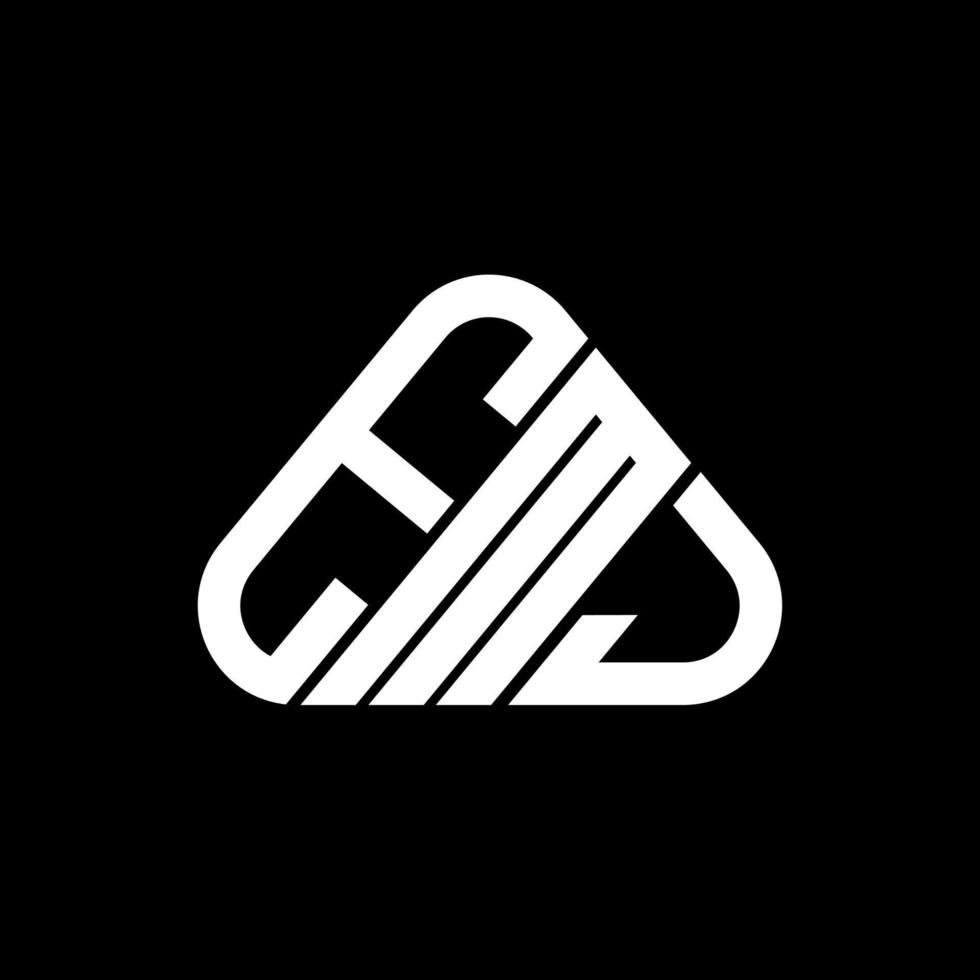 EMJ letter logo creative design with vector graphic, EMJ simple and modern logo in round triangle shape.