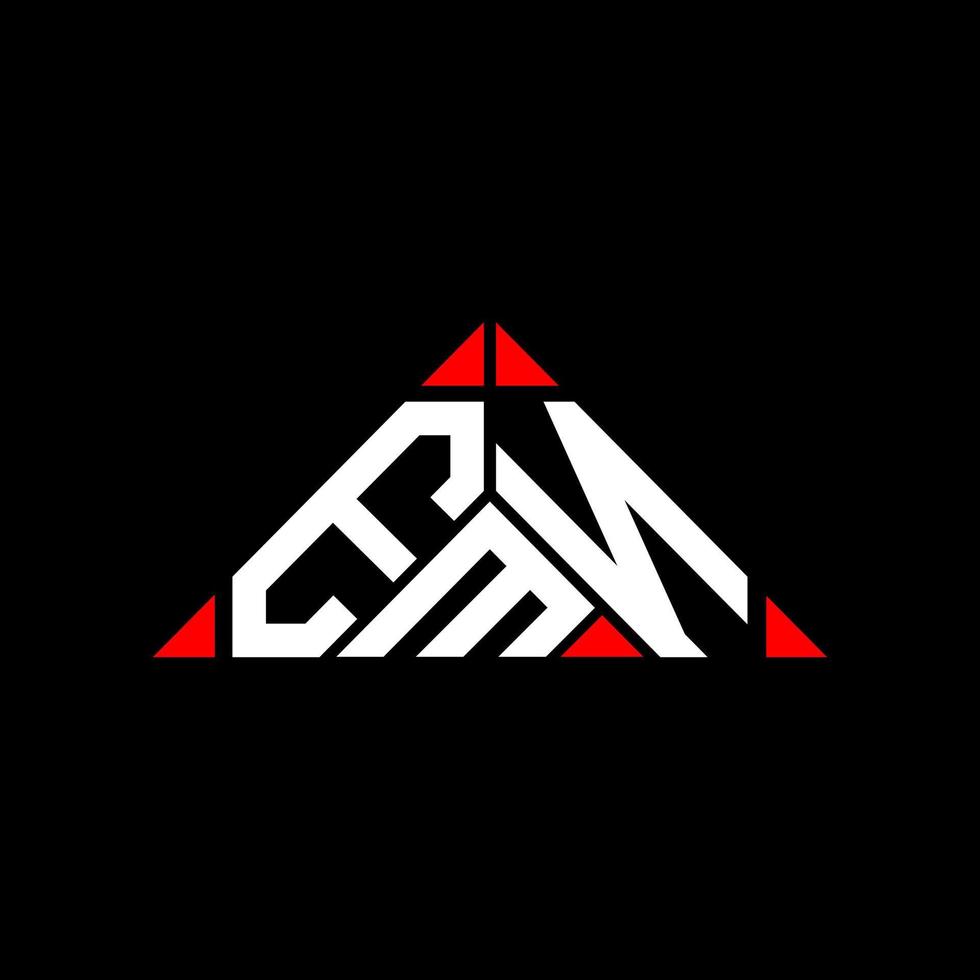 diseño creativo del logotipo de la letra emn con gráfico vectorial, logotipo simple y moderno de emn en forma de triángulo redondo. vector