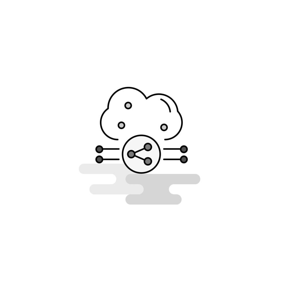 nube compartir web icono línea plana llena gris icono vector