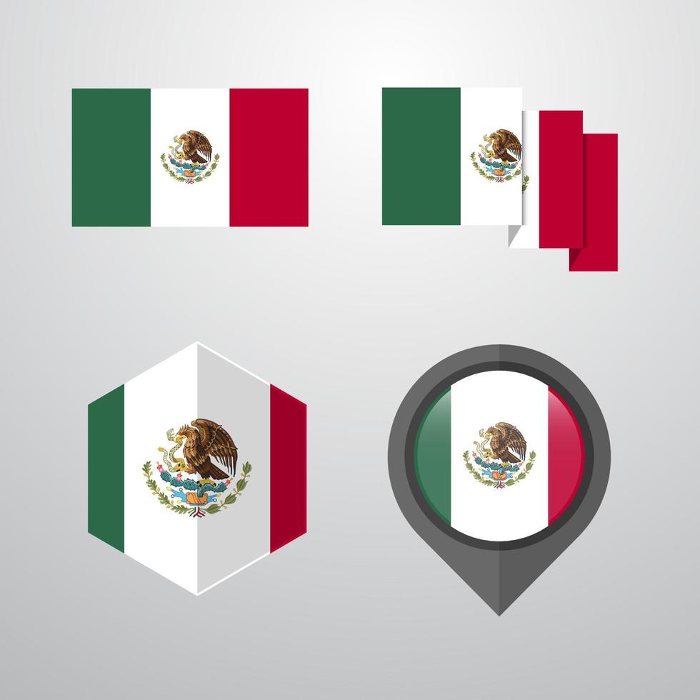 Mexico flag design set vector