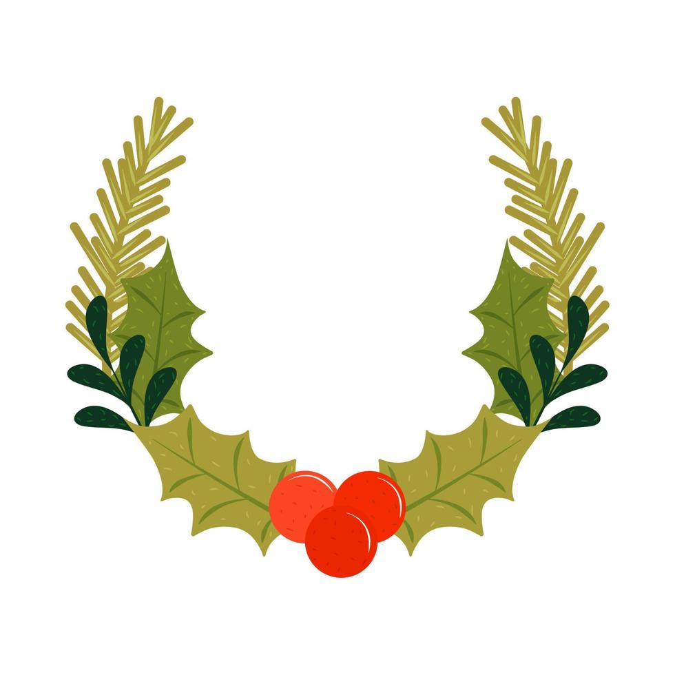 holly berry and leaf christmas vector