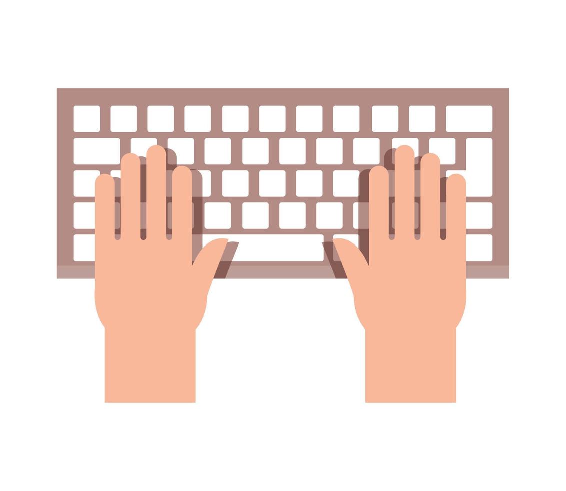 hands working with keyboard vector