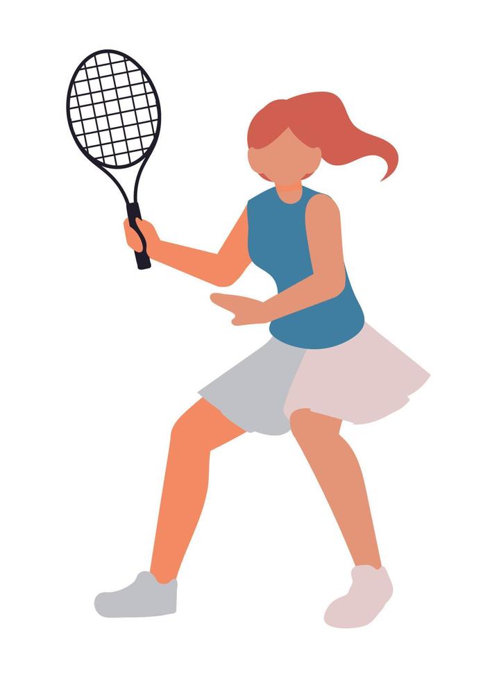 mujer jugando tenis vector