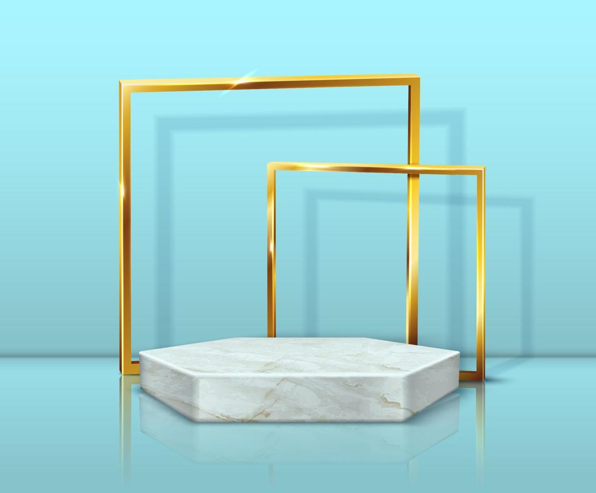 3d realistic vector golden frames on gray background.