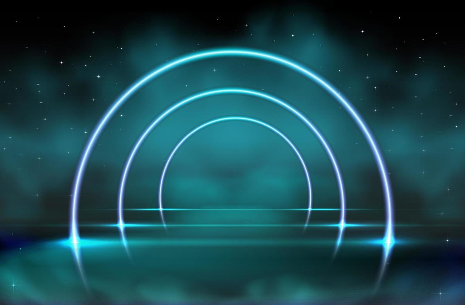 Vector neon shine background with blue green clouds on the dark background.